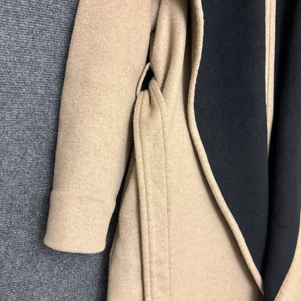 MNG Basics Mango Waterfall Wool Blend Belted Coat L Winter Minimalist Outerwear